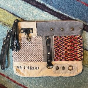 ‘Myra bag’ Large Canvas & Leather Clutch by Cargo